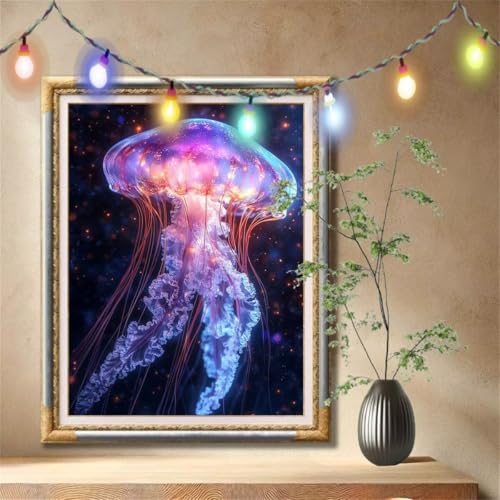 5D Diamond Painting Set für Erwachsene Große (80x107cm), Qualle,Ozean Diamant Painting Bilder Kinder, DIY Kristall Strass Cross Stickerei Malerei Bastelset für Büro, Wanddeko, Geschenke 57F-3357 von LeiDong