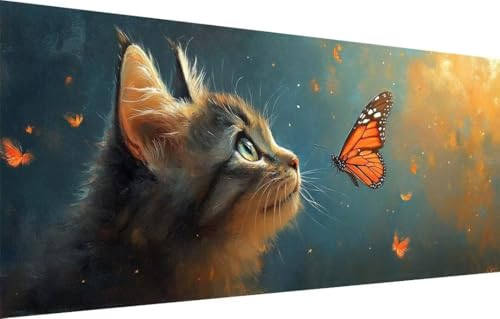5D Diamond Painting Set für Erwachsene Große (80x160cm),Schmetterling,Katze Diamant Painting Bilder Kinder,DIY Kristall Strass Cross Stickerei Malerei Bastelset für Büro,Wanddeko,Geschenke 55F-2637 von LeiDong