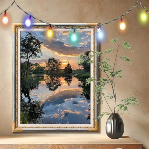 5D Diamond Painting Set für Erwachsene Große (90x120cm), Bach,Landschaft Diamant Painting Bilder Kinder, DIY Kristall Strass Cross Stickerei Malerei Bastelset für Büro, Wanddeko, Geschenke 59N-1438 von LeiDong