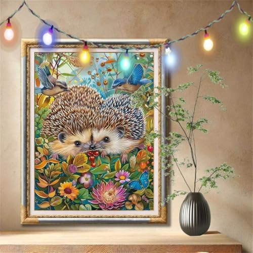 5D Diamond Painting Set für Erwachsene Große (90x120cm), Igel, Vogel Diamant Painting Bilder Kinder, DIY Kristall Strass Cross Stickerei Malerei Bastelset für Büro, Wanddeko, Geschenke 59N-1278 von LeiDong