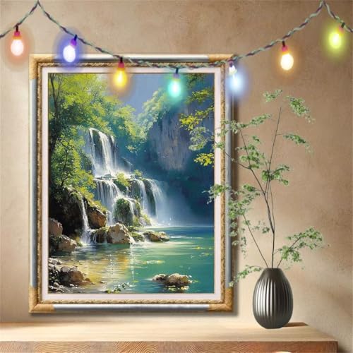 5D Diamond Painting Set für Erwachsene Große 100x133cm, Wasserfall,Bach Diamant Painting Bilder Kinder, DIY Kristall Strass Cross Stickerei Malerei Bastelset für Büro, Wanddeko, Geschenke 57F-2719 5D Diamond Painting Set für Erwachsene Große 100x133cm, Wasserfall,Bach Diamant Painting Bilder Kinder, DIY Kristall Strass Cross Stickerei Malerei Bastelset für Büro, Wanddeko, Geschenke 57F-2719 von LeiDong
