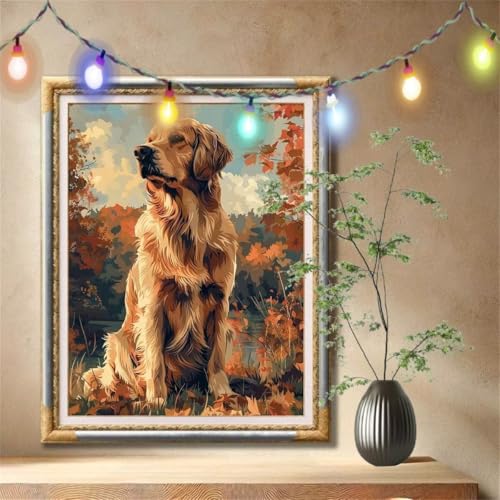 5D Diamond Painting Set für Erwachsene Große 100x133cm,Golden Retriever,Tier Diamant Painting Bilder Kinder,DIY Kristall Strass Cross Stickerei Malerei Bastelset für Schlafzimmer,Wanddeko 59N-1159 5D Diamond Painting Set für Erwachsene Große 100x133cm,Golden Retriever,Tier Diamant Painting Bilder Kinder,DIY Kristall Strass Cross Stickerei Malerei Bastelset für Schlafzimmer,Wanddeko 59N-1159 von LeiDong