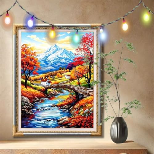 5D Diamond Painting Set für Erwachsene Große 30x40cm, Brücke,Schneeberg Diamant Painting Bilder Kinder, DIY Kristall Strass Cross Stickerei Malerei Bastelset für Büro, Wanddeko, Geschenke 57F-7792 5D Diamond Painting Set für Erwachsene Große 30x40cm, Brücke,Schneeberg Diamant Painting Bilder Kinder, DIY Kristall Strass Cross Stickerei Malerei Bastelset für Büro, Wanddeko, Geschenke 57F-7792 von LeiDong