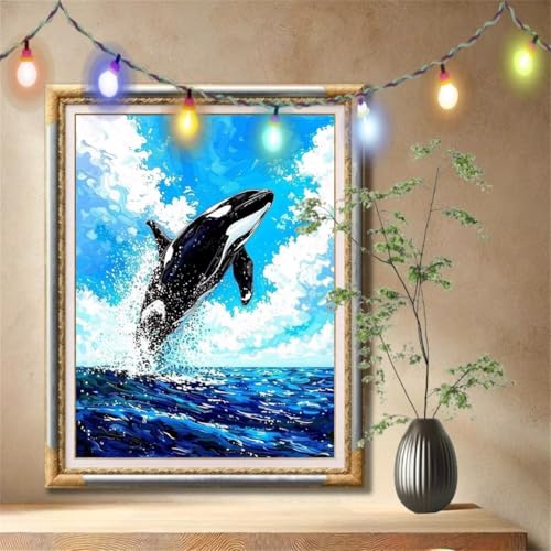 5D Diamond Painting Set für Erwachsene Große 40x50cm,Wal,Meer Diamant Painting Bilder Kinder,DIY Kristall Strass Cross Stickerei Malerei Bastelset für Schlafzimmer,Büro,Wanddeko,Geschenke 57F-1953 von LeiDong