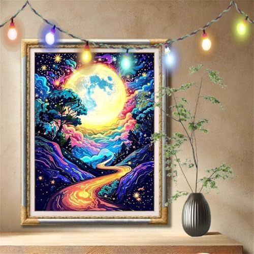 5D Diamond Painting Set für Erwachsene Große 60x80cm,Mond,Bach Diamant Painting Bilder Kinder,DIY Kristall Strass Cross Stickerei Malerei Bastelset für Schlafzimmer,Büro,Wanddeko,Geschenke 57F-4835 5D Diamond Painting Set für Erwachsene Große 60x80cm,Mond,Bach Diamant Painting Bilder Kinder,DIY Kristall Strass Cross Stickerei Malerei Bastelset für Schlafzimmer,Büro,Wanddeko,Geschenke 57F-4835 von LeiDong