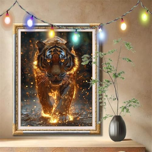 5D Diamond Painting Set für Erwachsene Große 90x120cm,Tier,Tiger Diamant Painting Bilder Kinder,DIY Kristall Strass Cross Stickerei Malerei Bastelset für Schlafzimmer,Büro,Wanddeko,Geschenke 57F-398 von LeiDong