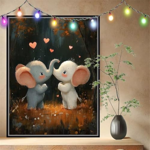 Babyelefant,Tier Malen nach Zahlen Erwachsene Mädchen Klein (90x120cm),DIY Ölgemälde Set Malerei Basteln Leinwand Bilder für Dame,Acrylmalerei Paint by Numbers Adults für Heimdekoration 54N-4228 von LeiDong
