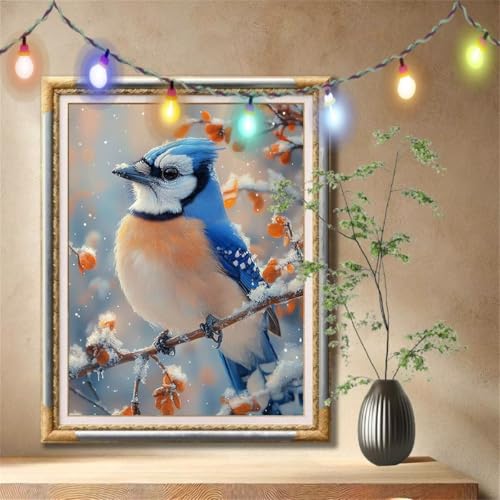 Diamant Painting Bilder für Erwachsene, 5D DIY Diamond Painting Kinder, Blau Vogel,Landschaft Full Drill Cross Stickerei Malerei Kits Nach Zahlen für Wanddeko, Zuhause Dekor (100x133cm) 57F-7149 von LeiDong