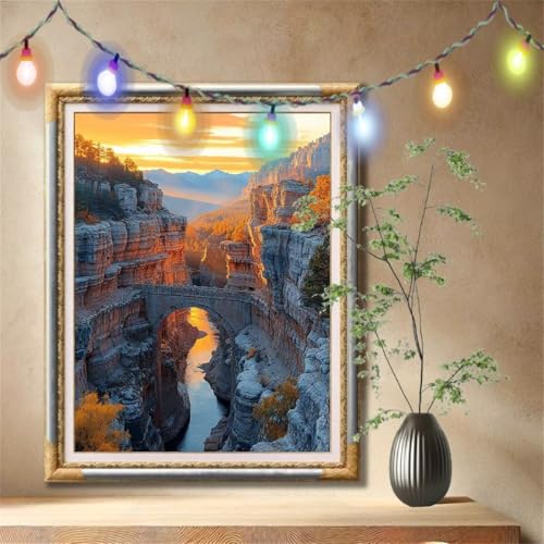 Diamant Painting Bilder für Erwachsene, 5D DIY Diamond Painting Kinder, Brücke,Canyon Full Drill Cross Stickerei Malerei Kits Nach Zahlen für Wanddeko, Zuhause Dekor Geschenke (120x160cm) 57F-2790 von LeiDong