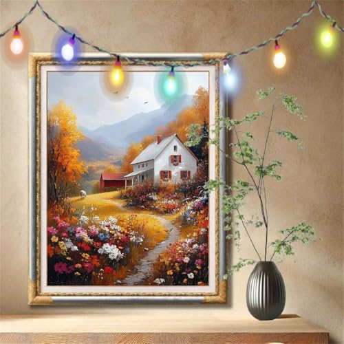 Diamant Painting Bilder für Erwachsene, 5D DIY Diamond Painting Kinder, Haus,Landschaft Full Drill Cross Stickerei Malerei Kits Nach Zahlen für Wanddeko, Zuhause Dekor Geschenke (40x50cm) 57F-583 von LeiDong