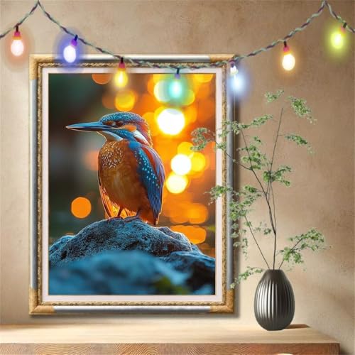 Diamant Painting Bilder für Erwachsene, 5D DIY Diamond Painting Kinder, Landschaft,Eisvogel Full Drill Cross Stickerei Malerei Kits Nach Zahlen für Wanddeko, Zuhause Dekor Geschenke 40x50cm 57F-663 von LeiDong