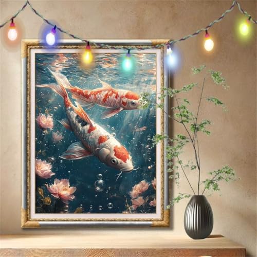 Diamant Painting Bilder für Erwachsene, 5D DIY Diamond Painting Kinder, Landschaft,Koi Full Drill Cross Stickerei Malerei Kits Nach Zahlen für Wanddeko, Zuhause Dekor Geschenke (80x107cm) 57F-5827 von LeiDong