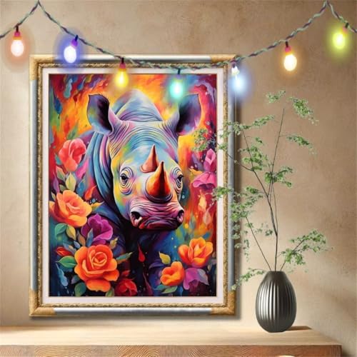 Diamant Painting Bilder für Erwachsene, 5D DIY Diamond Painting Kinder, Nashorn,Landschaft Full Drill Cross Stickerei Malerei Kits Nach Zahlen für Wanddeko, Zuhause Dekor Geschenke 60x80cm 57F-3585 Diamant Painting Bilder für Erwachsene, 5D DIY Diamond Painting Kinder, Nashorn,Landschaft Full Drill Cross Stickerei Malerei Kits Nach Zahlen für Wanddeko, Zuhause Dekor Geschenke 60x80cm 57F-3585 von LeiDong