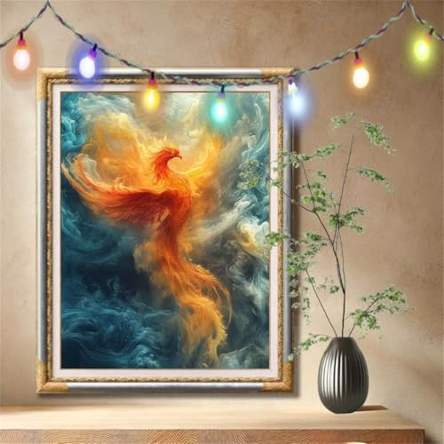 Diamant Painting Bilder für Erwachsene, 5D DIY Diamond Painting Kinder, Phönix,Flamme Full Drill Cross Stickerei Malerei Kits Nach Zahlen für Wanddeko, Zuhause Dekor Geschenke (30x40cm) 57F-1302 von LeiDong