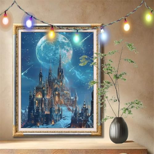 Diamant Painting Bilder für Erwachsene, 5D DIY Diamond Painting Kinder, Schloss,Sternenhimmel Full Drill Cross Stickerei Malerei Kits Nach Zahlen für Wohnzimmer, Zuhause Dekor (90x120cm) 59N-508 von LeiDong