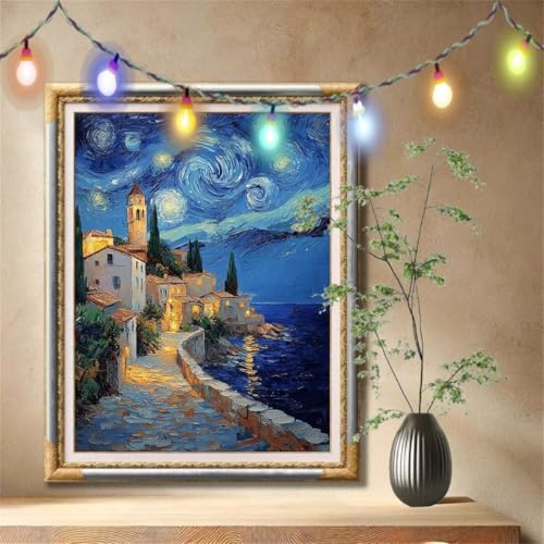 Diamant Painting Bilder für Erwachsene, 5D DIY Diamond Painting Kinder, Sternenhimmel,Landschaft Full Drill Cross Stickerei Malerei Kits Nach Zahlen für Wanddeko, Zuhause Dekor (60x80cm) 57F-4225 von LeiDong