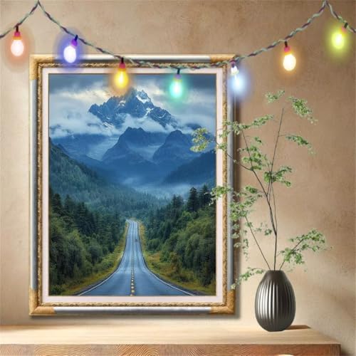 Diamant Painting Bilder für Erwachsene, 5D DIY Diamond Painting Kinder, Straße,Landschaft Full Drill Cross Stickerei Malerei Kits Nach Zahlen für Wanddeko, Zuhause Dekor Geschenke 80x107cm 57F-1387 von LeiDong