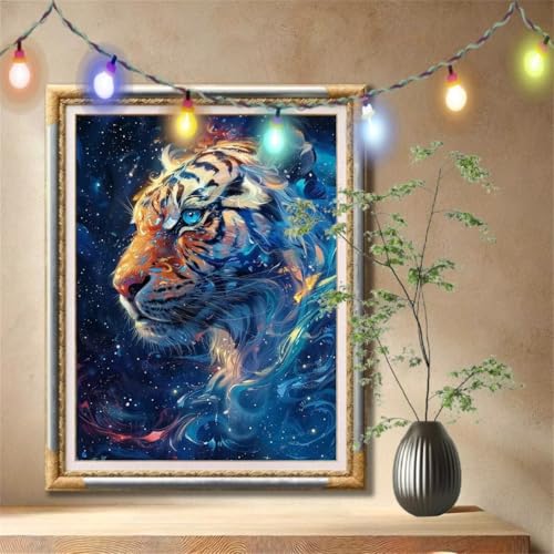 Diamant Painting Bilder für Erwachsene, 5D DIY Diamond Painting Kinder, Tiger,Sternenhimmel Full Drill Cross Stickerei Malerei Kits Nach Zahlen für Wohnzimmer, Zuhause Dekor (120x160cm) 59N-990 von LeiDong