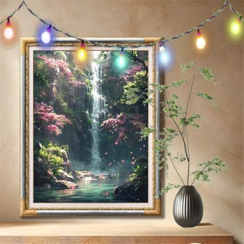 Diamant Painting Bilder für Erwachsene, 5D DIY Diamond Painting Kinder, Wasserfall,Landschaft Full Drill Cross Stickerei Malerei Kits Nach Zahlen für Wohnzimmer, Zuhause Dekor (120x160cm) 59N-1430 von LeiDong