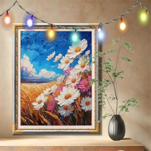 Diamant Painting Bilder für Erwachsene, 5D DIY Diamond Painting Kinder, Weizen,Blume Full Drill Cross Stickerei Malerei Kits Nach Zahlen für Wanddeko, Zuhause Dekor Geschenke (90x120cm) 57F-3948 von LeiDong