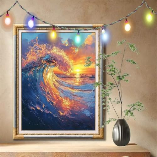 Diamant Painting Bilder für Erwachsene, 5D DIY Diamond Painting Kinder, Wellen,Landschaft Full Drill Cross Stickerei Malerei Kits Nach Zahlen für Wanddeko, Zuhause Dekor Geschenke 40x50cm 57F-1503 Diamant Painting Bilder für Erwachsene, 5D DIY Diamond Painting Kinder, Wellen,Landschaft Full Drill Cross Stickerei Malerei Kits Nach Zahlen für Wanddeko, Zuhause Dekor Geschenke 40x50cm 57F-1503 von LeiDong