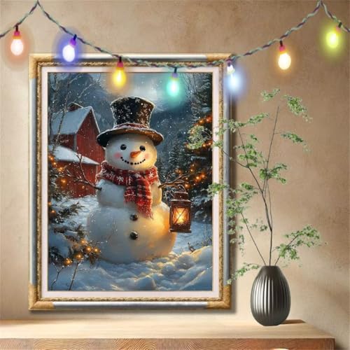 Diamant Painting Bilder für Erwachsene, 5D DIY Diamond Painting Kinder, Windlandschaft,Schneemann Full Drill Cross Stickerei Malerei Kits Nach Zahlen für Wanddeko, Zuhause Dekor (90x120cm) 57F-1228 von LeiDong