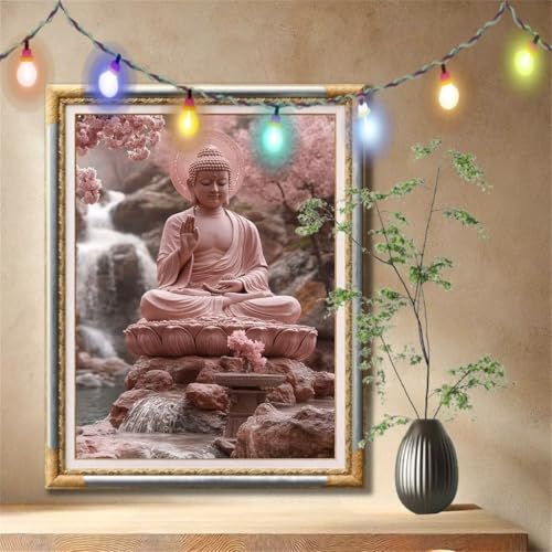 Diamant Painting Bilder für Erwachsene, 5D DIY Diamond Painting Kinder, Zen,Wasserfall Full Drill Cross Stickerei Malerei Kits Nach Zahlen für Wanddeko, Zuhause Dekor Geschenke (40x50cm) 57F-143 von LeiDong