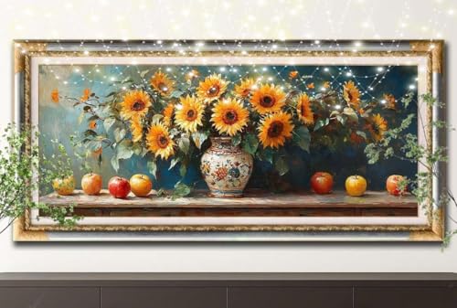Diamant Painting Bilder für Erwachsene,5D DIY Diamond Painting Kinder,Apfel,Sonnenblume Full Drill Cross Stickerei Malerei Kits Malen Nach Zahlen für Wohnzimmer,Zuhause Dekor (30x60cm) 55F-11972 von LeiDong