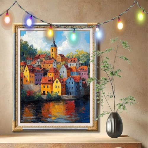 Diamant Painting Bilder für Erwachsene,5D DIY Diamond Painting Kinder,Bach,Stadt Full Drill Cross Stickerei Malerei Kits Nach Zahlen für Wohnzimmer,Wanddeko,Zuhause Dekor Geschenke 60x80cm 57F-3865 Diamant Painting Bilder für Erwachsene,5D DIY Diamond Painting Kinder,Bach,Stadt Full Drill Cross Stickerei Malerei Kits Nach Zahlen für Wohnzimmer,Wanddeko,Zuhause Dekor Geschenke 60x80cm 57F-3865 von LeiDong