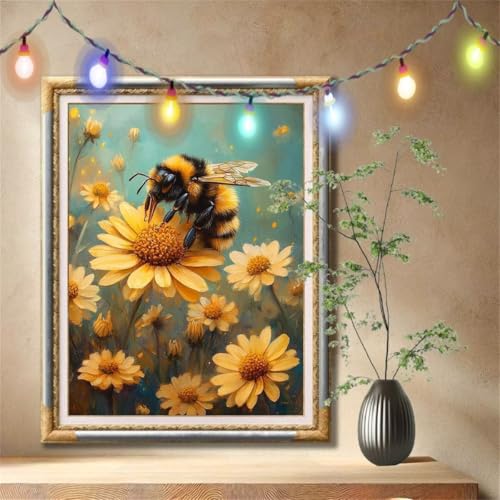 Diamant Painting Bilder für Erwachsene,5D DIY Diamond Painting Kinder,Biene,Blume Full Drill Cross Stickerei Malerei Kits Nach Zahlen für Wohnzimmer,Wanddeko,Zuhause Dekor Geschenke 60x80cm 57F-2425 Diamant Painting Bilder für Erwachsene,5D DIY Diamond Painting Kinder,Biene,Blume Full Drill Cross Stickerei Malerei Kits Nach Zahlen für Wohnzimmer,Wanddeko,Zuhause Dekor Geschenke 60x80cm 57F-2425 von LeiDong