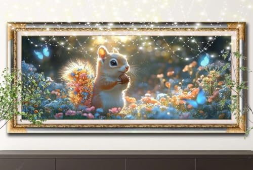 Diamant Painting Bilder für Erwachsene,5D DIY Diamond Painting Kinder,Eichhörnchen,Schmetterling Full Drill Cross Stickerei Malerei Kits Malen Nach Zahlen für Zuhause Dekor (100x200cm) 55F-12824 von LeiDong