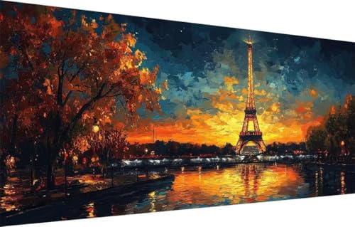 Diamant Painting Bilder für Erwachsene,5D DIY Diamond Painting Kinder,Fluss,Turm Full Drill Cross Stickerei Malerei Kits Malen Nach Zahlen für Wohnzimmer,Wanddeko,Zuhause Dekor (100x200cm) 55F-2384 von LeiDong