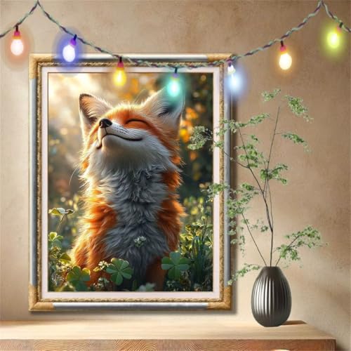 Diamant Painting Bilder für Erwachsene,5D DIY Diamond Painting Kinder,Fuchs,Tier Full Drill Cross Stickerei Malerei Kits Nach Zahlen für Wohnzimmer,Wanddeko,Zuhause Dekor Geschenke 40x50cm 57F-1623 von LeiDong