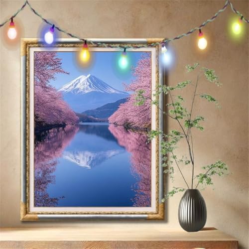 Diamant Painting Bilder für Erwachsene,5D DIY Diamond Painting Kinder,Fuji,Fluss Full Drill Cross Stickerei Malerei Kits Nach Zahlen für Wohnzimmer,Wanddeko,Zuhause Dekor Geschenke 30x40cm 57F-1342 von LeiDong
