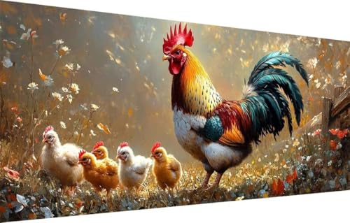 Diamant Painting Bilder für Erwachsene,5D DIY Diamond Painting Kinder,Hahn,Landschaft Full Drill Cross Stickerei Malerei Kits Malen Nach Zahlen für Wohnzimmer,Zuhause Dekor (100x200cm) 55F-2024 von LeiDong