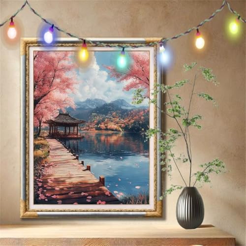 Diamant Painting Bilder für Erwachsene,5D DIY Diamond Painting Kinder,Kirschblüte,Pavillon Full Drill Cross Stickerei Malerei Kits Nach Zahlen für Wanddeko,Zuhause Dekor Geschenke 70x90cm 57F-4626 Diamant Painting Bilder für Erwachsene,5D DIY Diamond Painting Kinder,Kirschblüte,Pavillon Full Drill Cross Stickerei Malerei Kits Nach Zahlen für Wanddeko,Zuhause Dekor Geschenke 70x90cm 57F-4626 von LeiDong