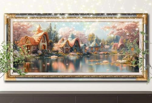 Diamant Painting Bilder für Erwachsene,5D DIY Diamond Painting Kinder,Kleines Haus,Bach Full Drill Cross Stickerei Malerei Kits Malen Nach Zahlen für Wohnzimmer,Zuhause Dekor (100x250cm) 55F-13845 von LeiDong