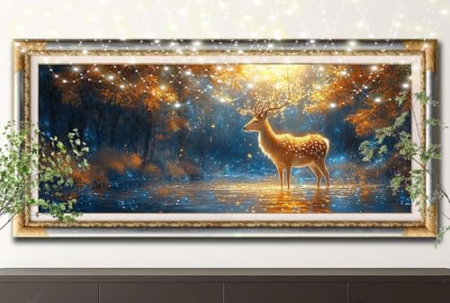 Diamant Painting Bilder für Erwachsene,5D DIY Diamond Painting Kinder,Kleines Reh Wald Full Drill Cross Stickerei Malerei Kits Malen Nach Zahlen für Wohnzimmer,Zuhause Dekor (100x250cm) 55F-13665 von LeiDong