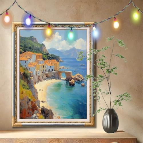 Diamant Painting Bilder für Erwachsene,5D DIY Diamond Painting Kinder,Küste,Dorf Full Drill Cross Stickerei Malerei Kits Nach Zahlen für Wohnzimmer,Wanddeko,Zuhause Dekor Geschenke 60x80cm 57F-1465 Diamant Painting Bilder für Erwachsene,5D DIY Diamond Painting Kinder,Küste,Dorf Full Drill Cross Stickerei Malerei Kits Nach Zahlen für Wohnzimmer,Wanddeko,Zuhause Dekor Geschenke 60x80cm 57F-1465 von LeiDong