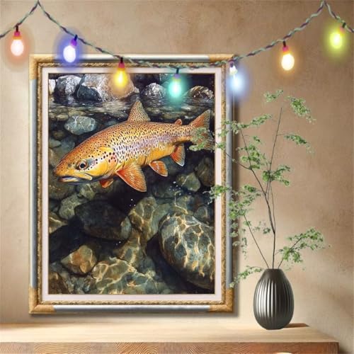 Diamant Painting Bilder für Erwachsene,5D DIY Diamond Painting Kinder,Landschaft,Fische Full Drill Cross Stickerei Malerei Kits Nach Zahlen für Wanddeko,Zuhause Dekor Geschenke (120x160cm) 57F-6270 von LeiDong