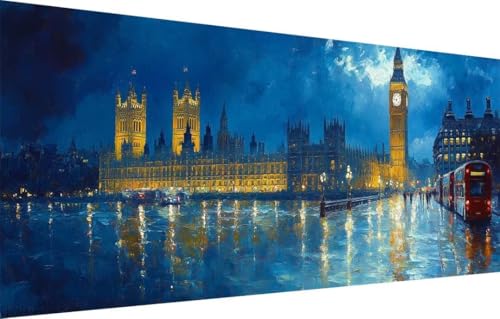 Diamant Painting Bilder für Erwachsene,5D DIY Diamond Painting Kinder,Landschaft,London Full Drill Cross Stickerei Malerei Kits Malen Nach Zahlen für Wohnzimmer,Zuhause Dekor (100x200cm) 55F-9044 von LeiDong