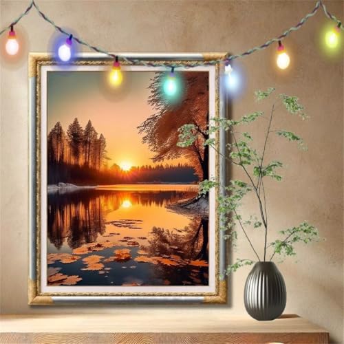 Diamant Painting Bilder für Erwachsene,5D DIY Diamond Painting Kinder,Landschaft,Sonnenuntergang Full Drill Cross Stickerei Malerei Kits Nach Zahlen für Wohnzimmer,Zuhause Dekor (120x160cm) 59N-30 von LeiDong