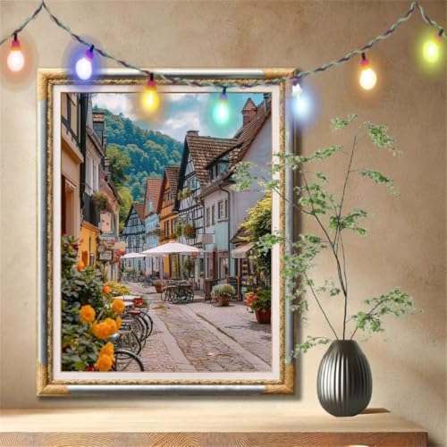 Diamant Painting Bilder für Erwachsene,5D DIY Diamond Painting Kinder,Landschaft,Straße Full Drill Cross Stickerei Malerei Kits Nach Zahlen für Wanddeko,Zuhause Dekor Geschenke (90x120cm) 59N-1348 von LeiDong