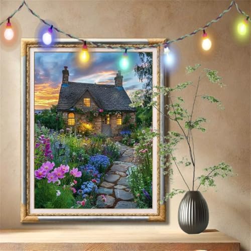 Diamant Painting Bilder für Erwachsene,5D DIY Diamond Painting Kinder,Landschaft Hütte Full Drill Cross Stickerei Malerei Kits Nach Zahlen für Wanddeko,Zuhause Dekor Geschenke (100x133cm) 59N-389 von LeiDong