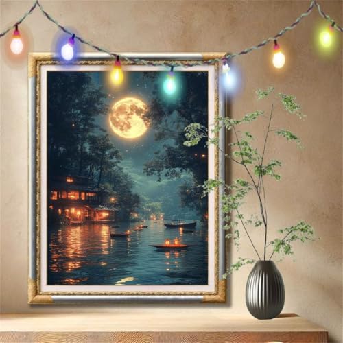 Diamant Painting Bilder für Erwachsene,5D DIY Diamond Painting Kinder,Mond,Boot Full Drill Cross Stickerei Malerei Kits Nach Zahlen für Wohnzimmer,Wanddeko,Zuhause Dekor Geschenke 70x90cm 57F-4826 Diamant Painting Bilder für Erwachsene,5D DIY Diamond Painting Kinder,Mond,Boot Full Drill Cross Stickerei Malerei Kits Nach Zahlen für Wohnzimmer,Wanddeko,Zuhause Dekor Geschenke 70x90cm 57F-4826 von LeiDong