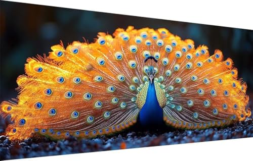 Diamant Painting Bilder für Erwachsene,5D DIY Diamond Painting Kinder,Pfau,Tier Full Drill Cross Stickerei Malerei Kits Malen Nach Zahlen für Wohnzimmer,Wanddeko,Zuhause Dekor (70x140cm) 55F-3340 von LeiDong