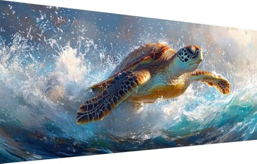 Diamant Painting Bilder für Erwachsene,5D DIY Diamond Painting Kinder,Schildkröte,Meer Full Drill Cross Stickerei Malerei Kits Malen Nach Zahlen für Wohnzimmer,Zuhause Dekor (50x100cm) 55F-2196 von LeiDong