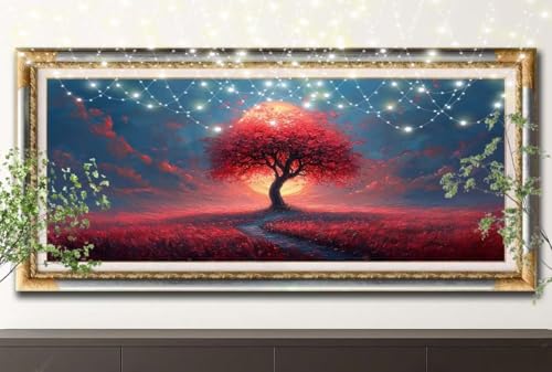 Diamant Painting Bilder für Erwachsene,5D DIY Diamond Painting Kinder,Sonnenuntergang,Baum Full Drill Cross Stickerei Malerei Kits Malen Nach Zahlen für Wanddeko,Zuhause Dekor (40x80cm) 55F-13234 von LeiDong