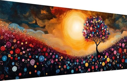 Diamant Painting Bilder für Erwachsene,5D DIY Diamond Painting Kinder,Sonnenuntergang,Bunte Blumen Full Drill Cross Stickerei Malerei Kits Malen Nach Zahlen für Zuhause Dekor (50x100cm) 55F-5496 von LeiDong