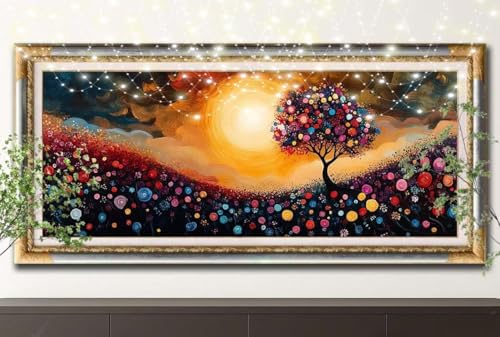 Diamant Painting Bilder für Erwachsene,5D DIY Diamond Painting Kinder,Sonnenuntergang,Bunte Blumen Full Drill Cross Stickerei Malerei Kits Malen Nach Zahlen für Zuhause Dekor (70x200cm) 55F-13001 von LeiDong